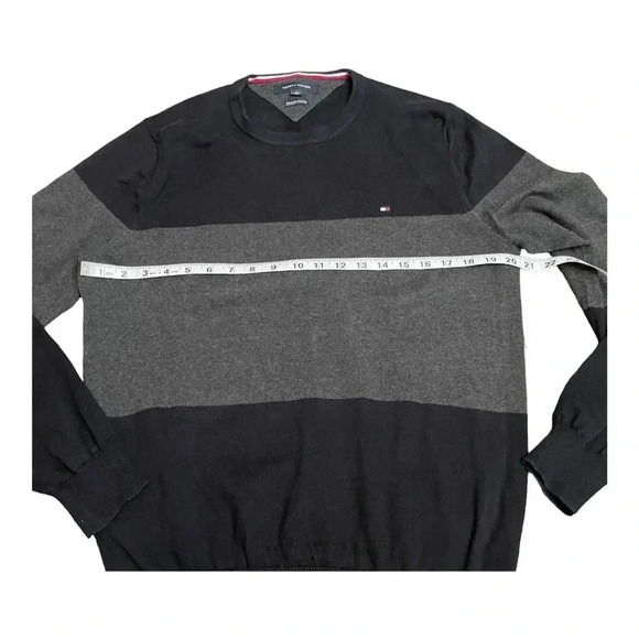 Tommy Hilfiger Cotton Crewneck Black Gray Preppy Light Sweater Men’s size M - Picture 6 of 10